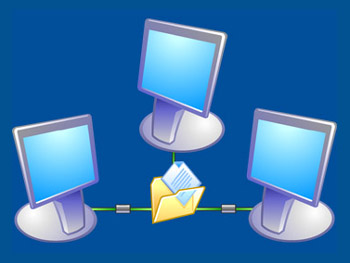 Graphical representation of three computers connected as a network